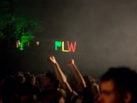 PA 14  Plan-les-Ouates, le 15 août 2014. 8ème édition du Plein-les-Watts Festival consacré au Reggae. Les trois lettres du festival aux couleurs rasta installées sur la coline surplombant les scènes.©Pierre Albouy